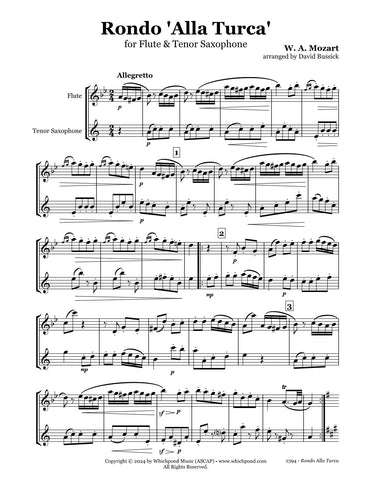 Mozart Turkish March Flute/Tenor Saxophone Duet