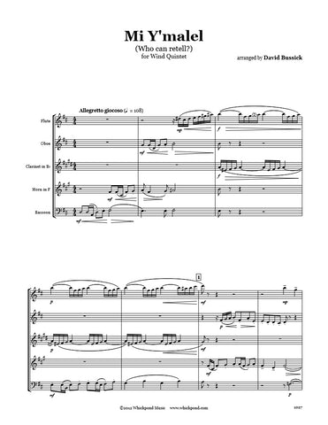 Mi Y Malel (Who Can Retell) Wind Quintet