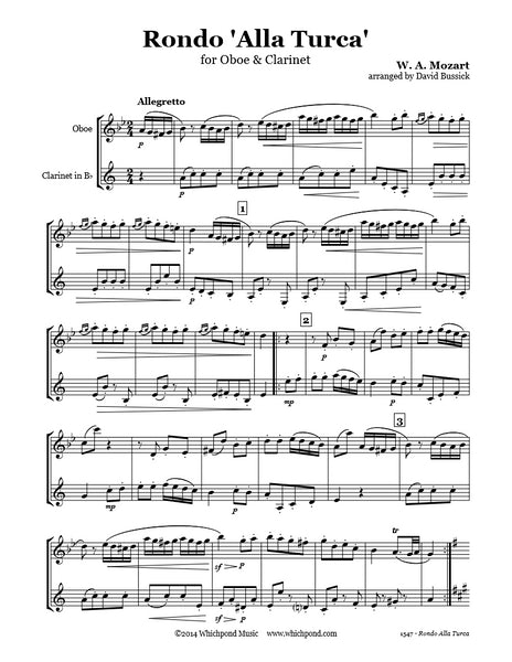 Mozart Turkish March Oboe/Clarinet Duet