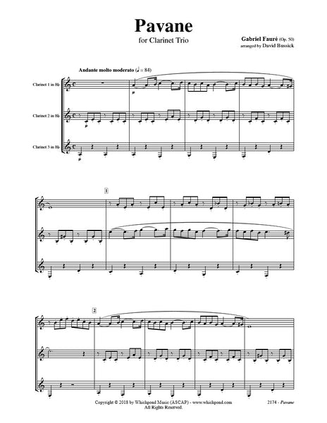 Fauré Pavane Clarinet Trio