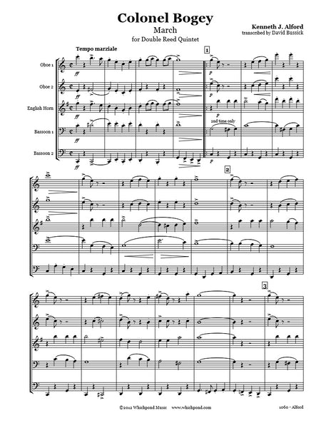Alford Colonel Bogey March Double Reed Quintet