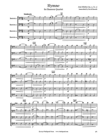 Sibelius Hymne Bassoon Quartet