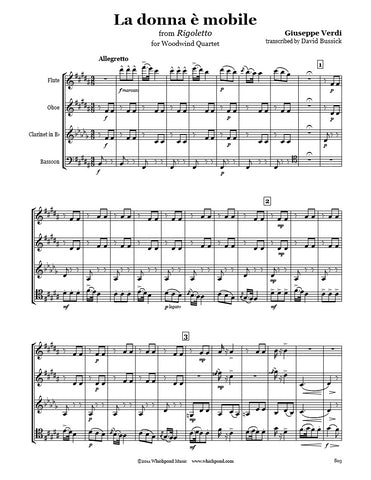 Verdi La Donna E Mobile Wind Quartet