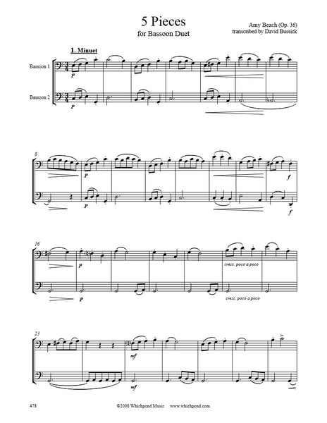 Beach 5 Pieces Bassoon Duet