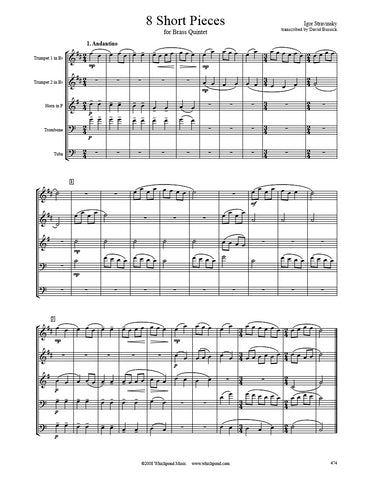 Stravinsky 8 Short Pieces Brass Quintet