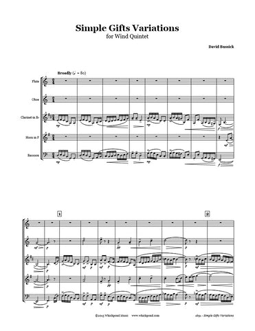Simple Gifts Variations Wind Quintet
