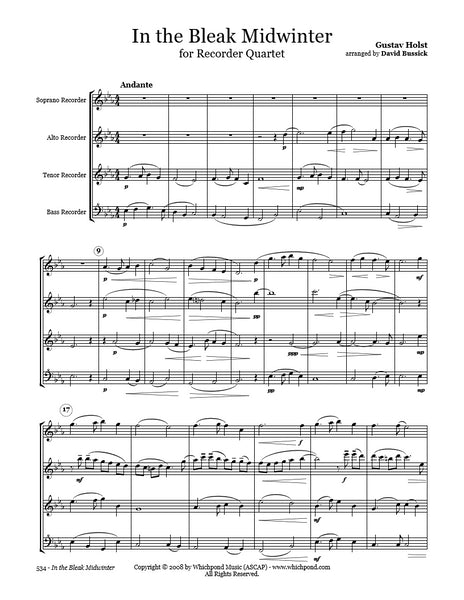 Holst In the Bleak Midwinter Recorder Quartet