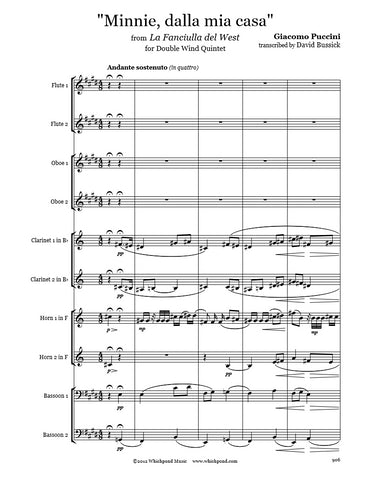 Puccini Minnie dalla mia casa Double Wind Quintet