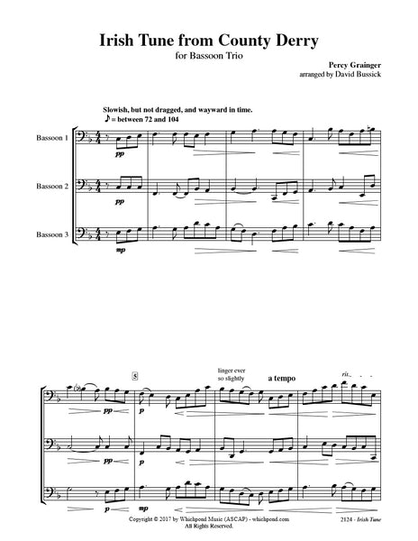 Grainger Irish Tune Bassoon Trio