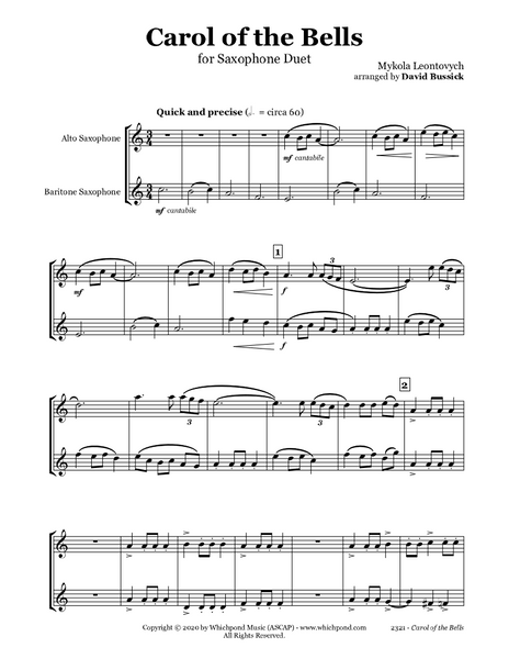 Carol of the Bells Alto/Baritone Sax Duet