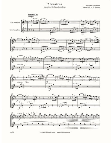 Beethoven 2 Sonatinas Alto/Tenor Saxophone Duet