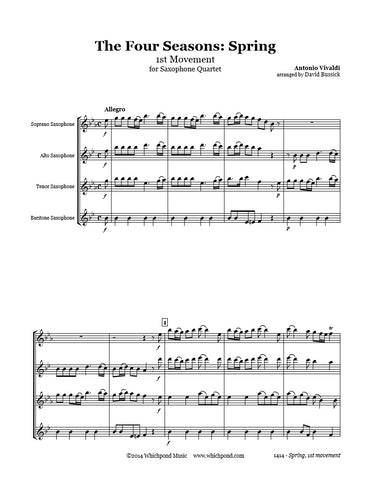 Vivaldi Spring 1st Movement Saxophone Quartet