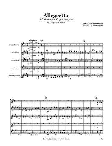 Beethoven Symphony #7 Allegretto Saxophone Quintet
