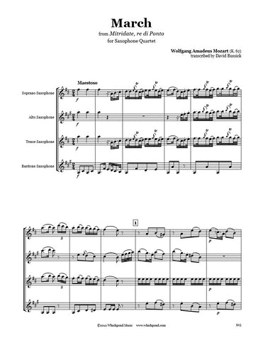 Mozart Mitridate March Saxophone Quartet