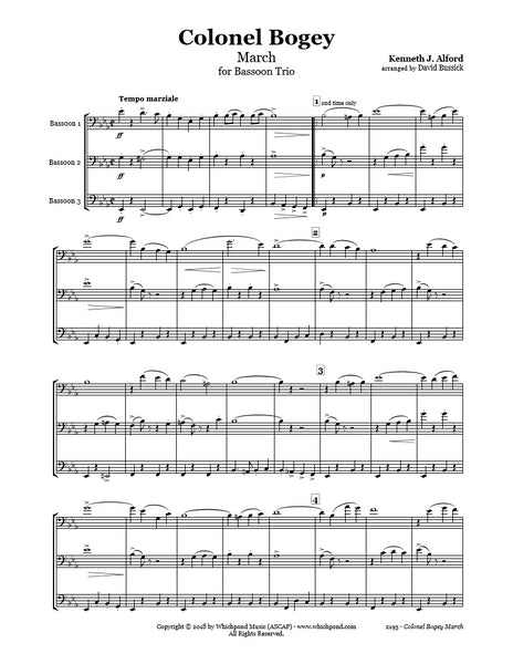 Alford Colonel Bogey March Bassoon Trio