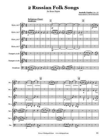 Lyadov 2 Russian Folk Songs Brass Septet