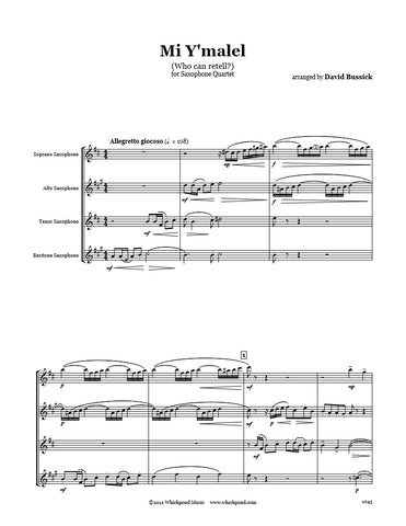 Mi Y Malel (Who Can Retell) Saxophone Quartet