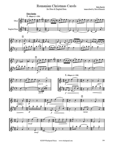 Bartók Romanian Christmas Carols Oboe/English Horn Duet
