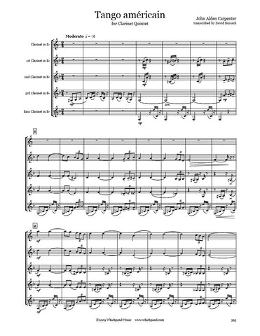 Carpenter Tango Américain Clarinet Quintet