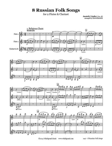 Lyadov 8 Russian Folk Songs Flute/Clarinet Trio