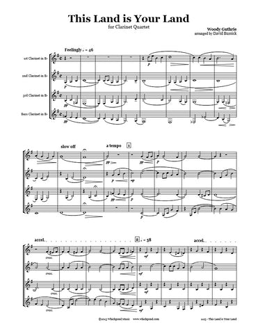 This Land is Your Land Clarinet Quartet