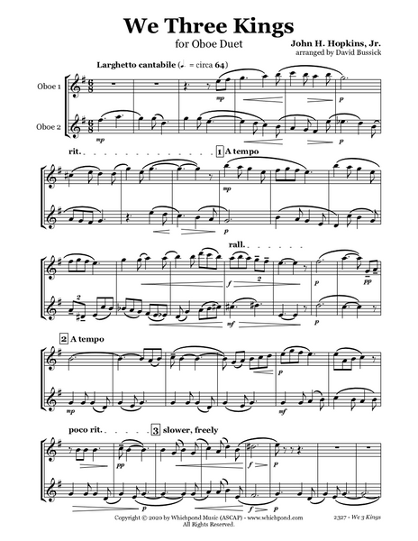 We Three Kings Oboe Duet
