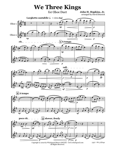 We Three Kings Oboe Duet