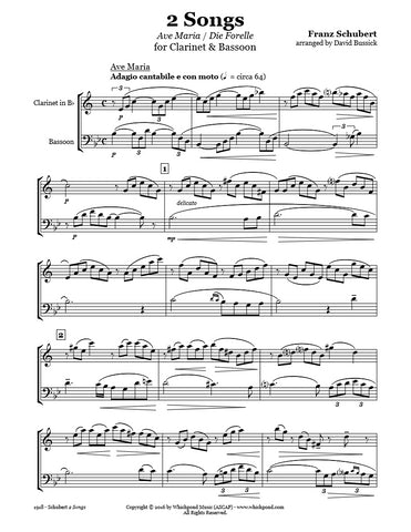 Schubert 2 Songs Clarinet/Bassoon Duet