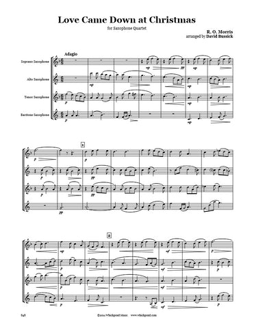 Love Came Down at Christmas Saxophone Quartet