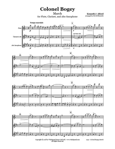 Alford Colonel Bogey March Flute/Clarinet/Sax Trio
