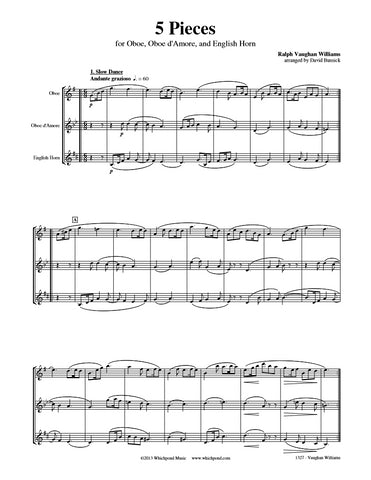 Vaughan Williams 5 Pieces Oboe/d'Amore/English Horn Trio