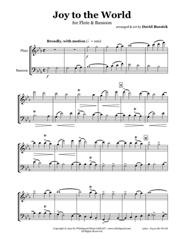 Joy to the World Flute/Bassoon Duet