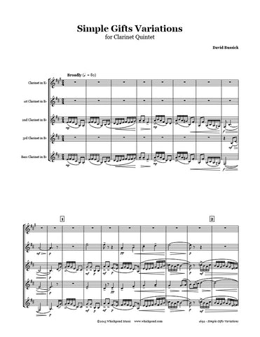 Simple Gifts Variations Clarinet Quintet