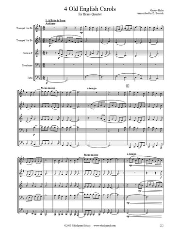 Holst 4 Old English Carols Brass Quintet
