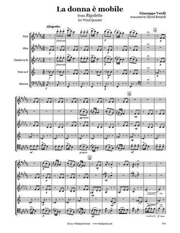 Verdi La Donna E Mobile Wind Quintet