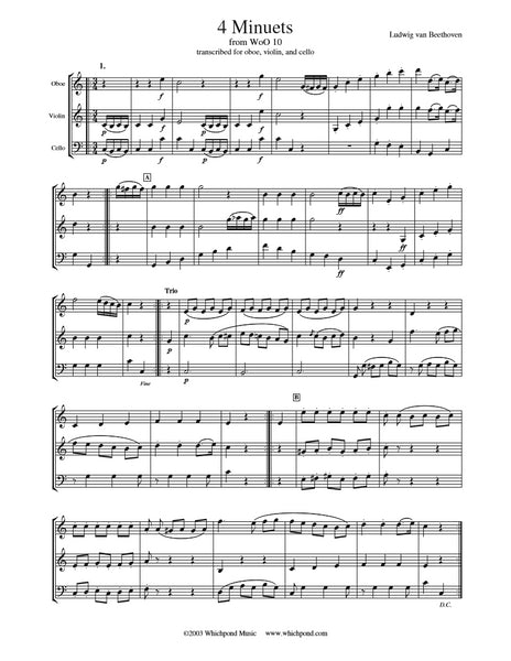 Beethoven 4 Minuets Oboe/Violin/Cello Trio