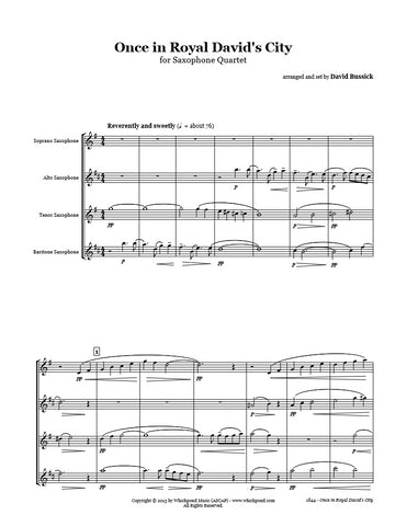 Once in Royal David's City Saxophone Quartet