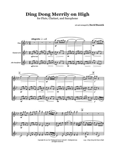 Ding Dong Merrily on High Flute/Clarinet/Sax Trio