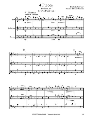 Kabalevsky 4 Pieces Oboe/Clarinet/Bassoon Trio