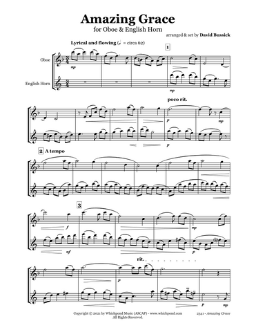 Amazing Grace Oboe/English Horn Duet