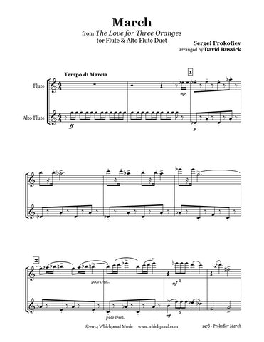Prokofiev 3 Oranges March Flute Duet (C Flute/Alto Flute)