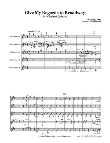 Cohan Give My Regards to Broadway Clarinet Quintet