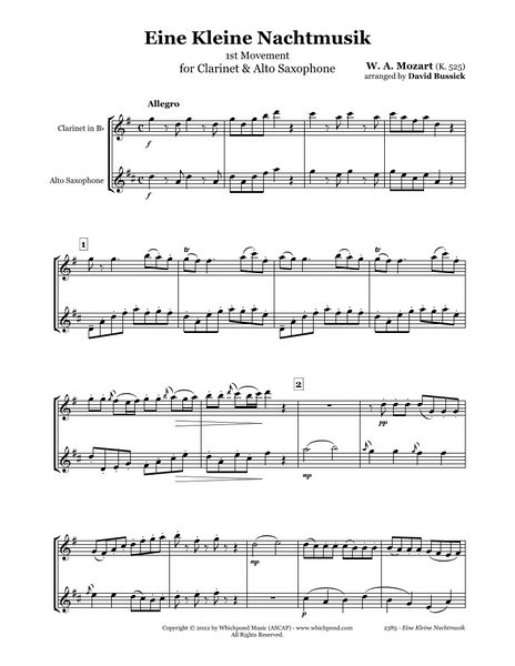 Mozart Eine Kleine Nachtmusik Clarinet/Saxophone Duet