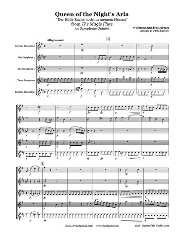Mozart Queen of the Night's Aria Saxophone Quintet
