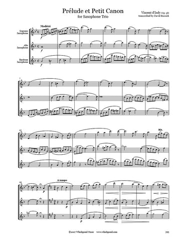 d'Indy Prelude and Canon Saxophone Trio