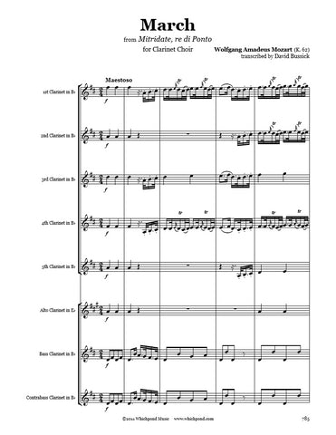 Mozart Mitridate March Clarinet Choir