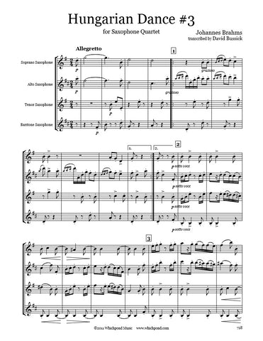 Brahms Hungarian Dance #3 Saxophone Quartet