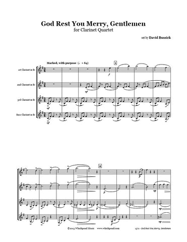 God Rest You Merry Gentlemen Clarinet Quartet