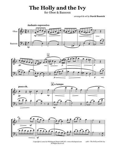 The Holly and The Ivy Oboe/Bassoon Duet