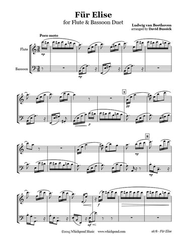 Beethoven Für Elise Flute/Bassoon Duet